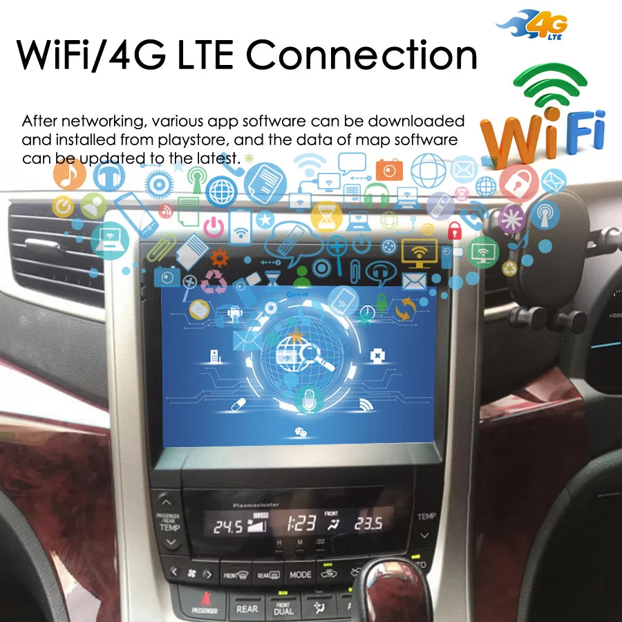 Android 15 Wireless CarPlay Car Radio For Toyota Vellfire 2011 2014 Alphard 20 A20 GPS Mul