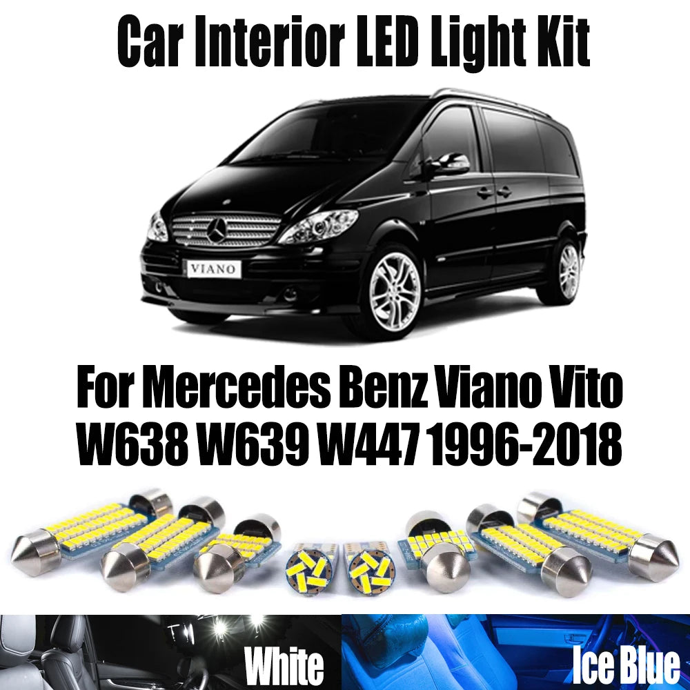 LED Interior Light Kit for Mercedes Benz Viano Vito W638 W639 W447 1996-2017 - Canbus Dome Map Door Trunk Bulbs | AUT...