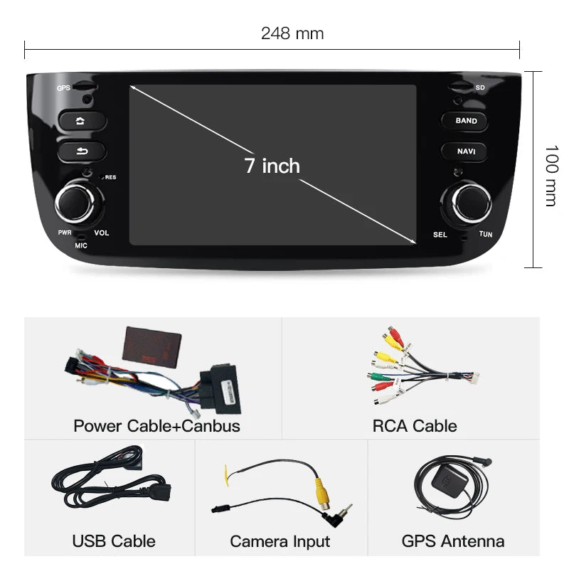 SZLELV Android 15 Auto Car Radio Wireless Carplay For Fiat Linea Punto EVO Multimedia Play
