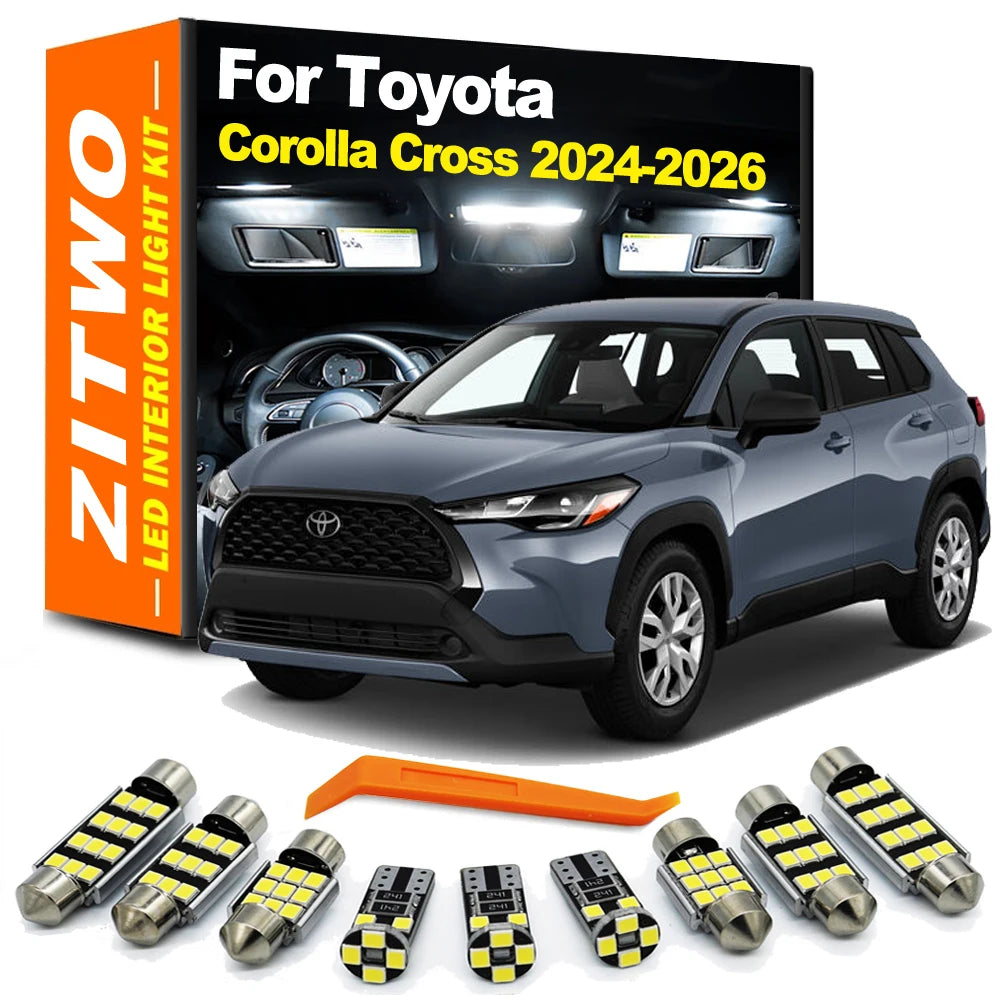 ZITWO 10Pcs Canbus LED Bulb Interior Dome Map Reading Light Kit For Toyota Corolla Cross 2024 2025 2026 License Plate Lamp