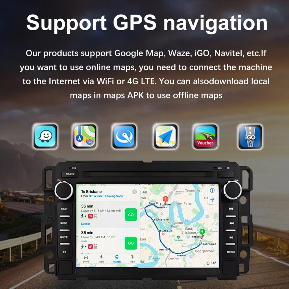 7inch Wireless Carplay Android Auto Car Radio For Chevrolet Silverado GMC Sierra Impala Tr