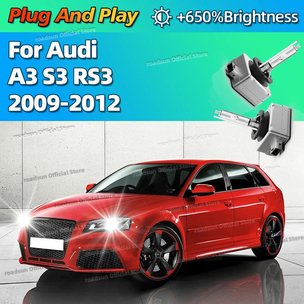 6000K White Car Headlights Xenon HID Light Bulb 35W Lamp Plug and Play For Audi A3 S3 RS3