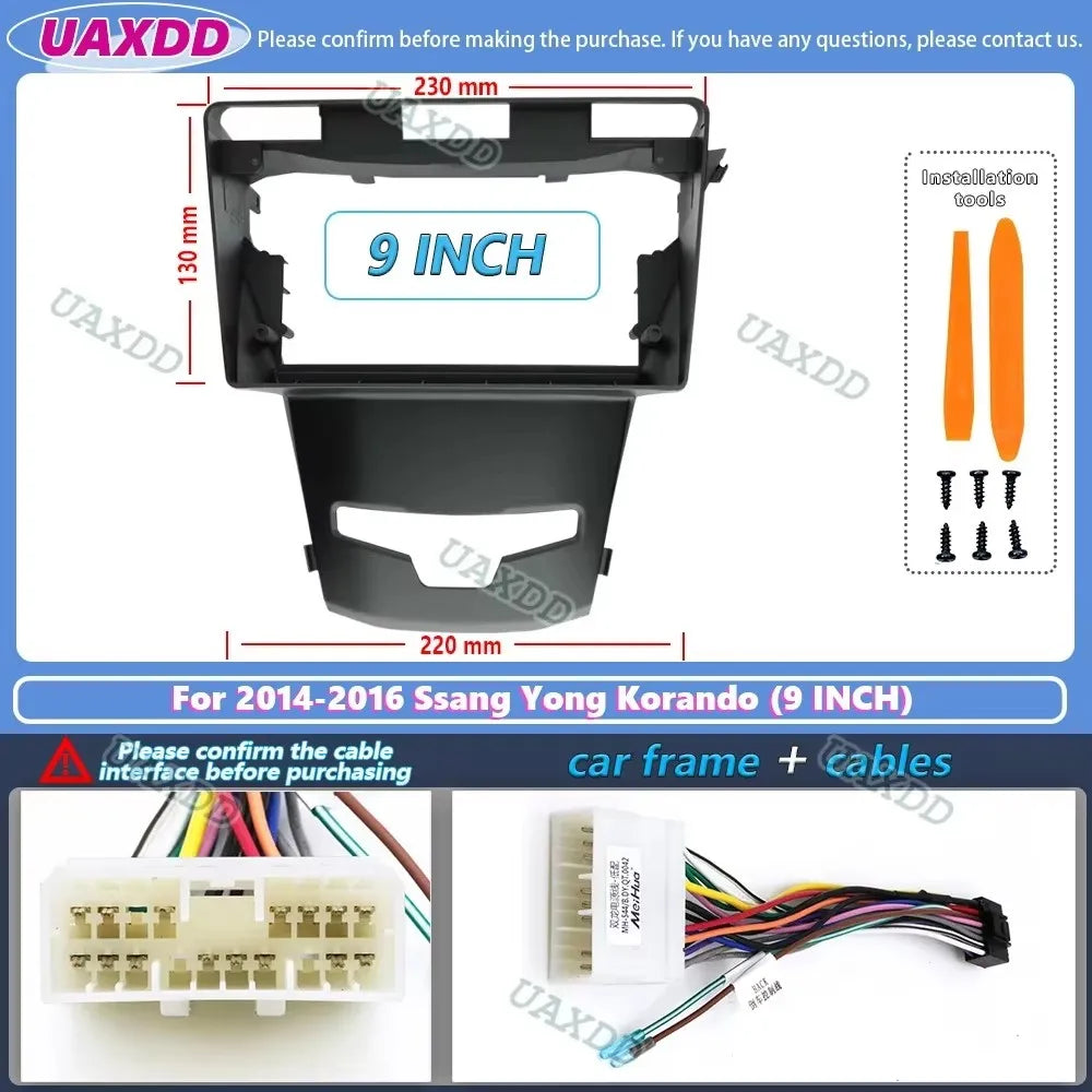 9 Inch Car Frame Adapter CD Kits Fascia Panel For Ssang yong Korando 2014-2016 Android Rad