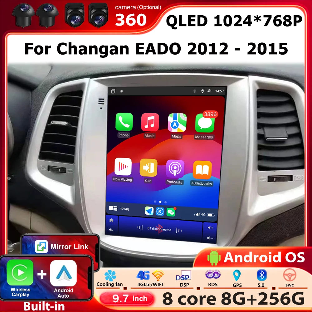 Carplay Android 16 Auto For Changan EADO 2012 - 2015 Car Radio Multimedia Video Player Nav