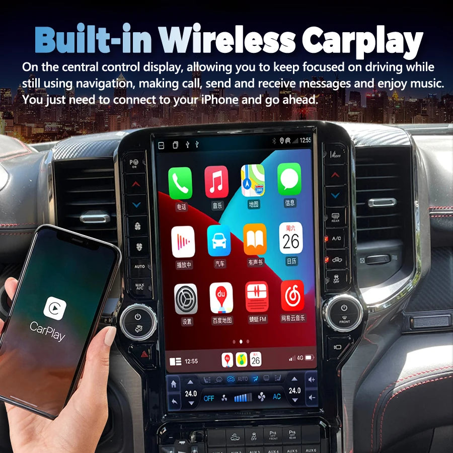 Car Radio For Dodge Ram 2019-2021 Android 13 GPS CarPlay Multimedia Video Player Stereo DS | AUTOKITSHOP