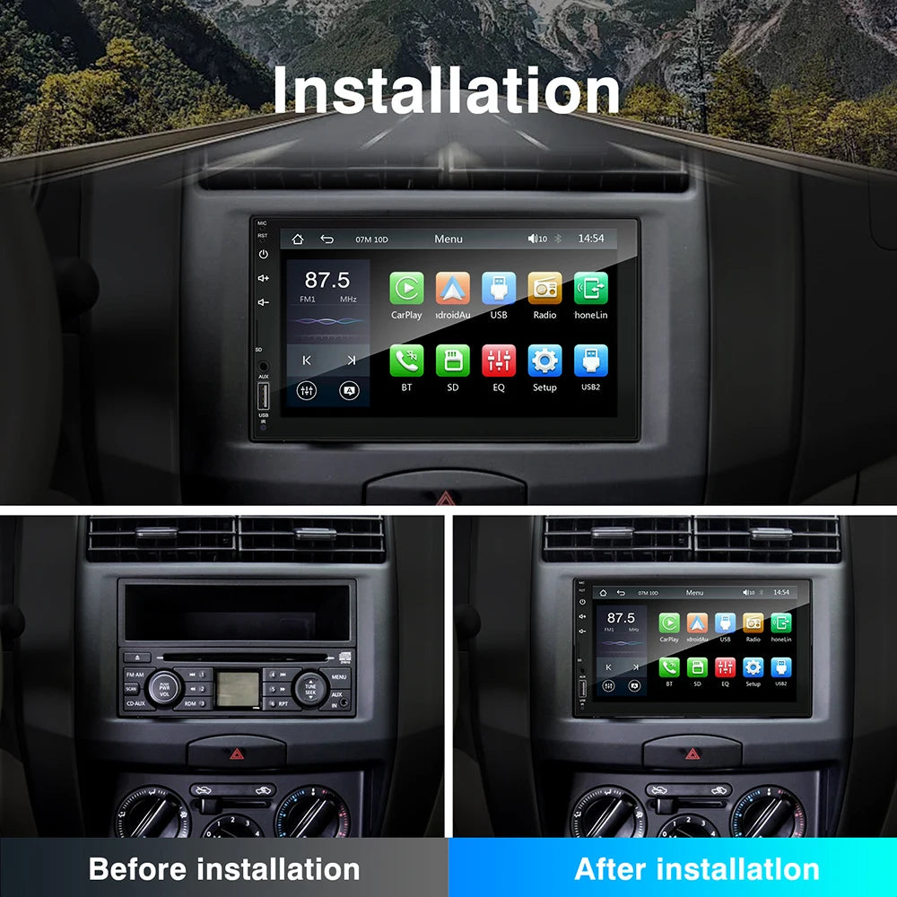 2DIN 7inch Car Multimedia MP5 Video Player Wired CarPlay Android Auto Mirrorlink Touch Scr | AUTOKITSHOP