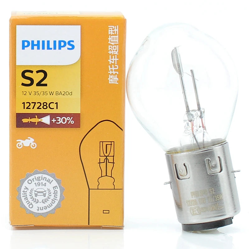 Philips Vision S2 12V 35/35W BA20d +30% Bright Motor Original Light Motorcycle Halogen Lam