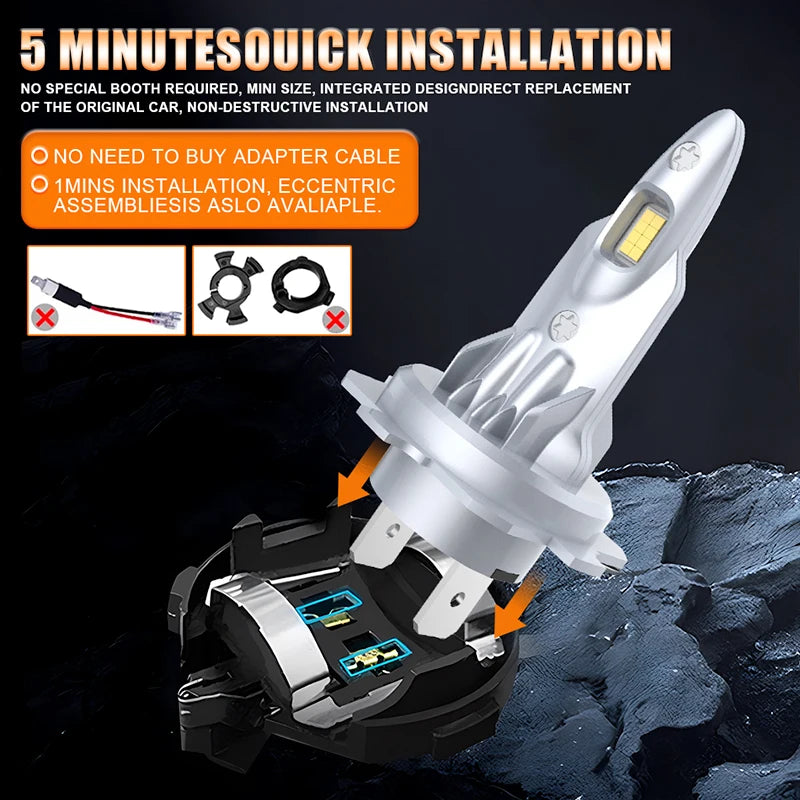 Drivereyes H4 H7 LED Headlight H11 H8 H9 HB3 9005 HB4 9006 16PCS 8054 CSP 6500K 4300K 1:1