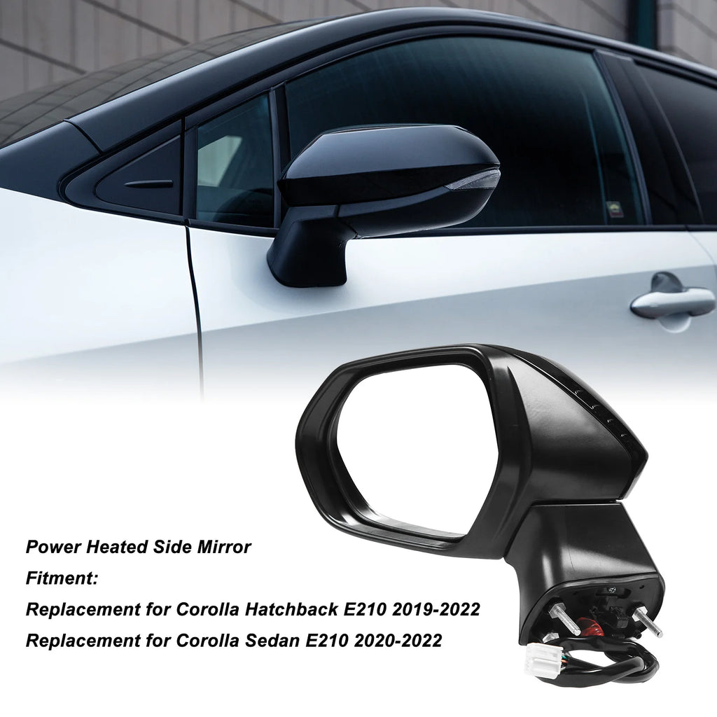 Car Wing Mirror Gloss Black Power Heated Side Mirror With Turn Signal Replacement for Corolla E2 - Canbus LED Car Light