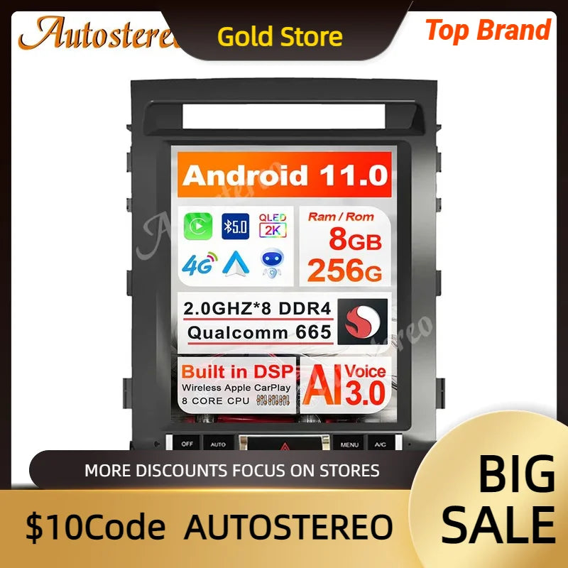 Android 13 Multimedia Player Car Navigation For For TOYOTA LAND CRUISER LC200 2008-2015 Te
