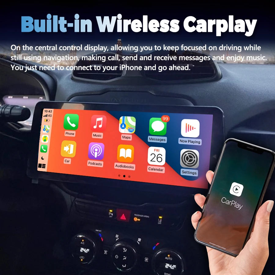 12.3inch For Jeep Renegade 2016 2020 Car Radio Screen Android 13 Video Player 2Din Stereo