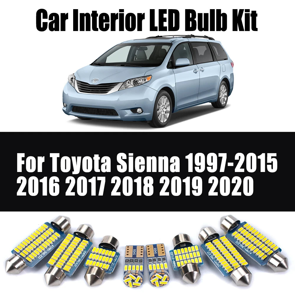 LED Interior Light Kit for Toyota Sienna 1997-2015 - Canbus Dome Map Door Trunk Bulbs | AUTOKITSHOP