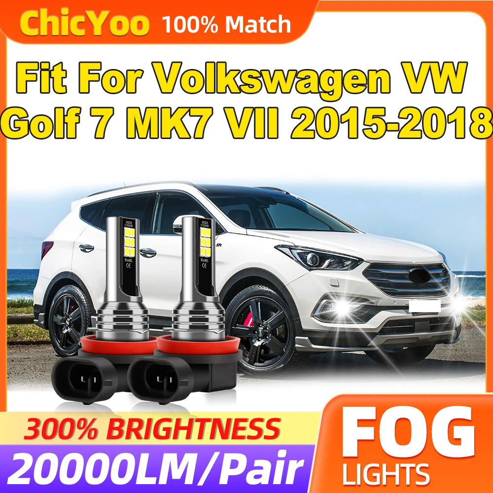 20000LM H8 H9 H11 Car Fog Lamps 60W Auto Fog Lights 12V 6000K White Fit For Volkswagen VW