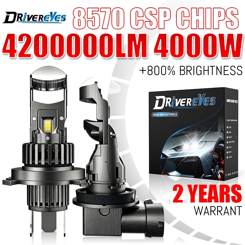 4000W H4 H11 Bi LED Projector Lens Car Headlight 16PC 8570 CSP H7 9005 HB3 9006 HB4 9012 H