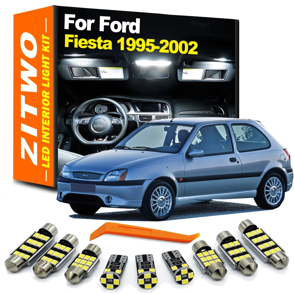 ZITWO 11Pcs LED Bulb Interior Map Dome Reading Plate Light Kit For Ford Fiesta M for Ford MK5 MK4 - Canbus LED Car Light