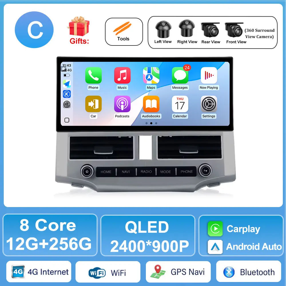 12.3" Android 15 Car Stereo for Toyota 4Runner 2007-2021 – Wireless CarPlay, GPS Navigation, Bluetooth DSP | A