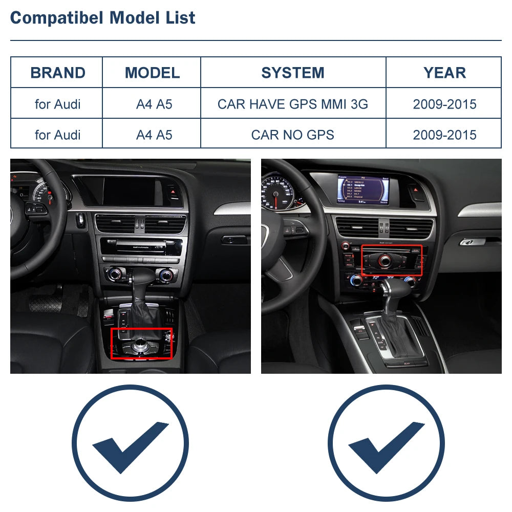 Road Top Wireless CarPlay Android Auto Interface for Audi A4 B8 A5 Q5 2009-2015, with AirP | AUTOKITSHOP
