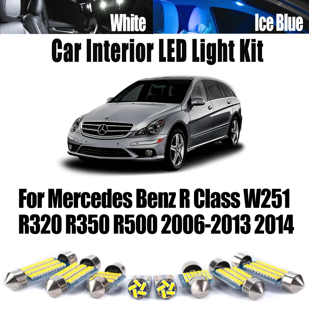 22-Piece LED Interior Light Kit for Mercedes Benz R Class W251 R320 R350 R500 2006- 2013 - Canbus Dome Map Door Trunk...