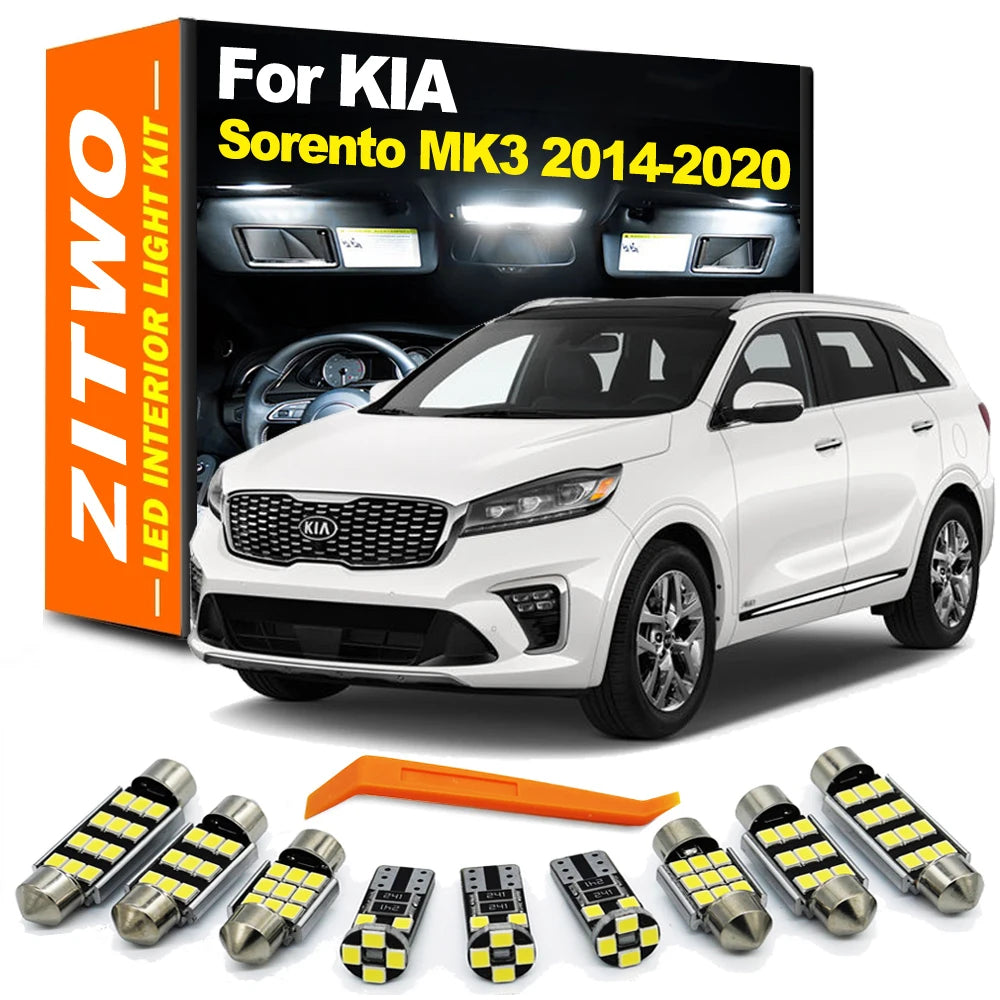 ZITWO 11Pcs For Kia Sorento III MK3 UM 2014 2015 2016 2017 2018 2019 2020 LED Interior Reading Trunk Light Sunvisor Bulb Kit