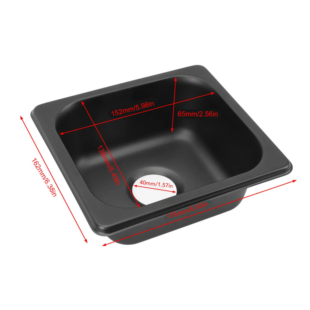 176×162×65mm RV Sink 304 Stainless Steel Black Electroplated Drop in Bar Sink for Boat RV Bathro - Automotive LED Light