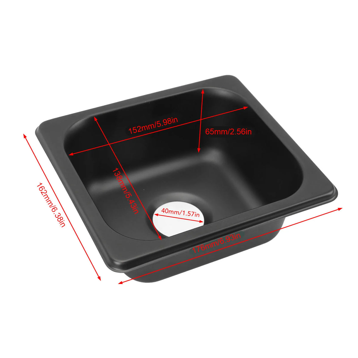 176×162×65mm RV Sink 304 Stainless Steel Black Electroplated Drop in Bar Sink for Boat RV Bathro - Automotive LED Light