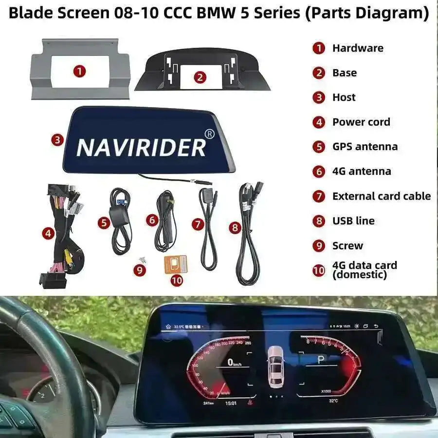 12.3 Inch SIM DSP Blade qled Screen For BMW 5 Series E60 E61 E63 E64 2007-2010 Android 13