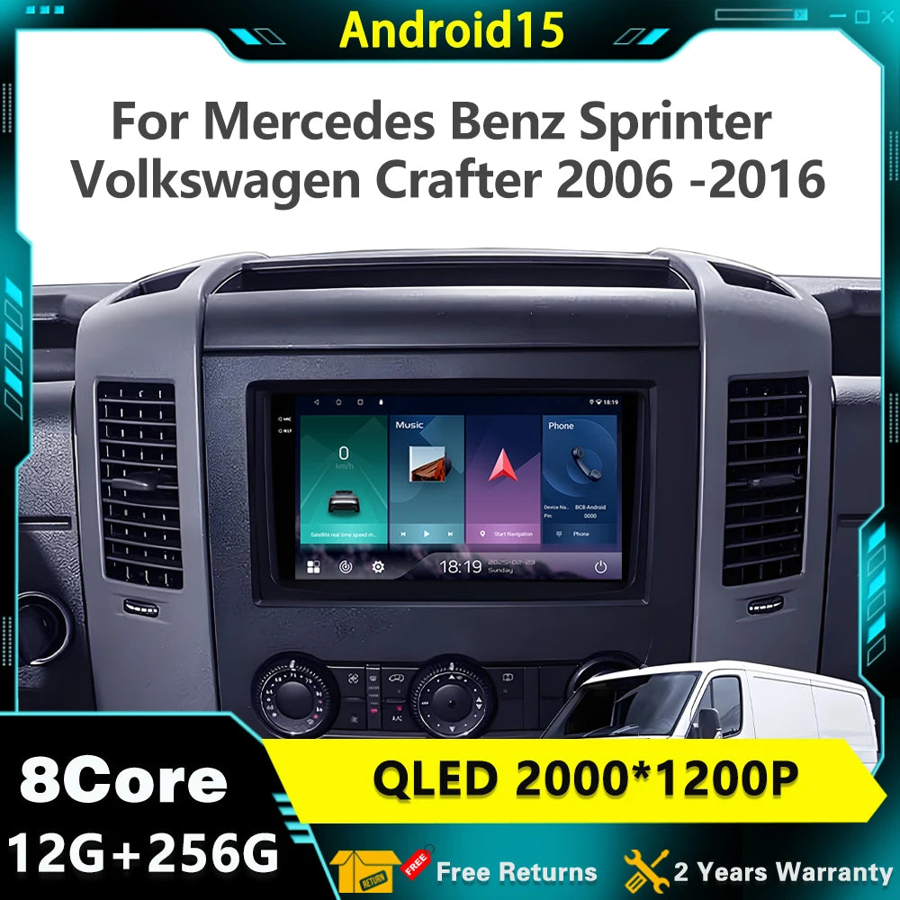 Car Radio For Mercedes Benz Sprinter Volkswagen Crafter 2006 -2016 Android 15 Multimedia P