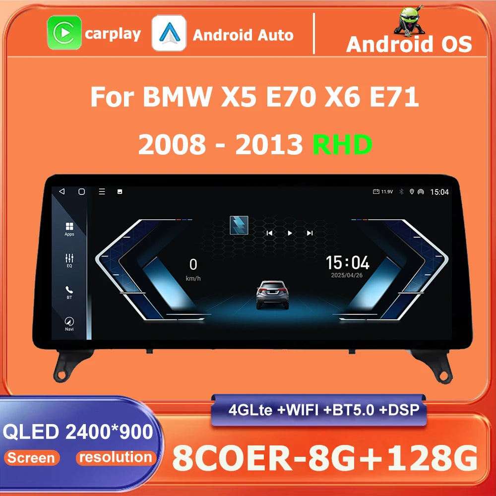 Android 16 RHD For BMW X5 E70 X6 E71 2008 - 2013 CCC CIC System 12.3" Car Radio Multimedia
