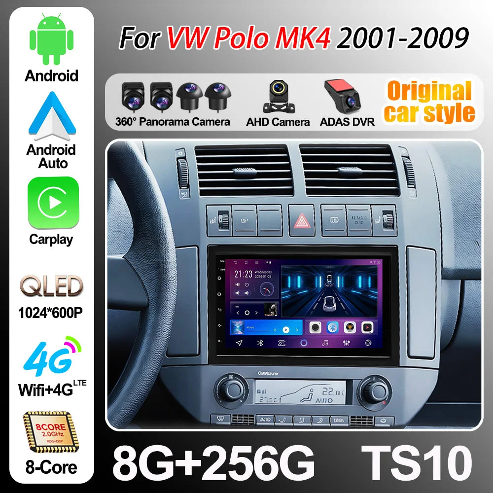 7" Car Radio For VW Polo MK4 2001 2002 2003 2004- 2009 Android 16 Multimedia Video Player  | AUTOKITSHOP
