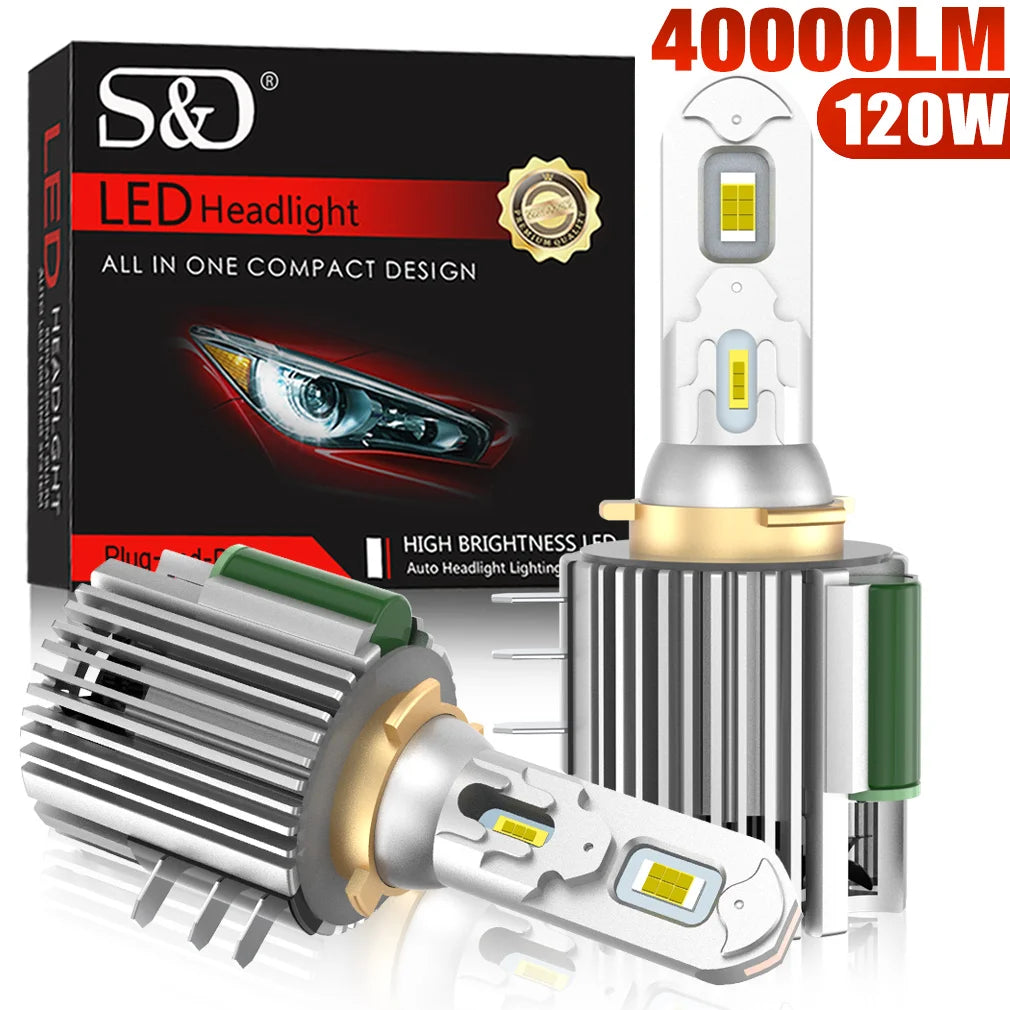 40000LM Canbus H15 LED Bulb 3570 CSP Car Headlight High Beam DRL Day Driving Running Light