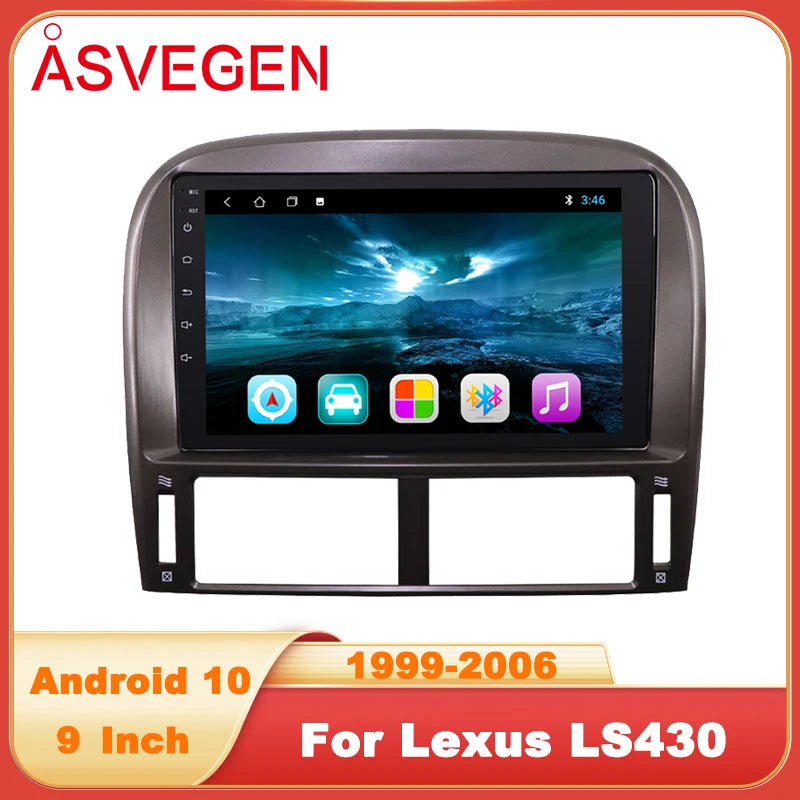 9" Android 10 Car Multimedia Player For Lexus LS430 1999-2006 GPS Navigation Bluetooth Tou