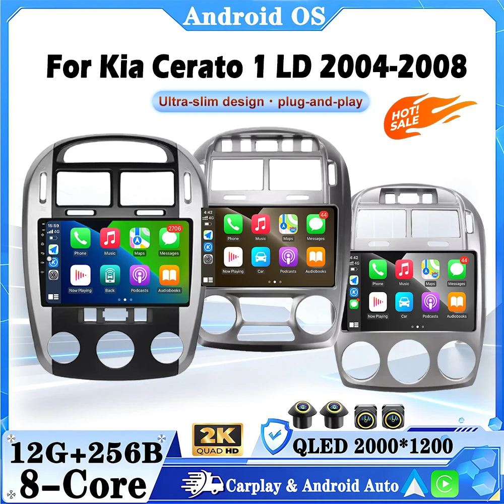 9 inch Android 16 For Kia Cerato 1 LD 2004-2008 Car Radio Multimedia Player Navigation Vid