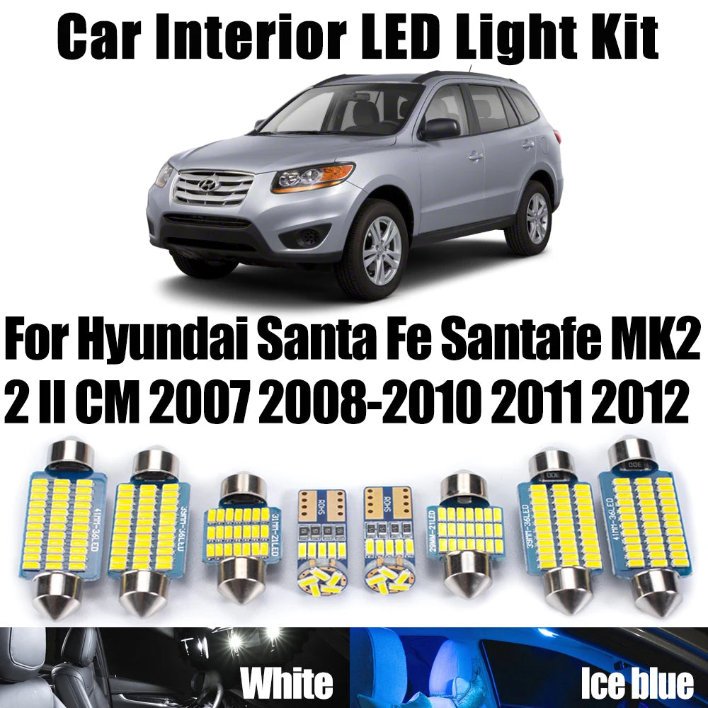 12-Piece LED Interior Light Kit for Hyundai MK2 - Canbus Error-Free Interior Bulbs
