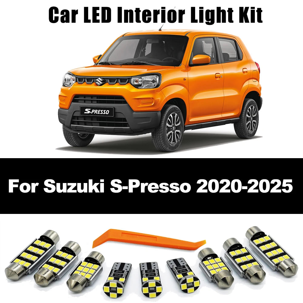 ZITWO 7Pcs For Suzuki S-Presso Spresso 2020 2021 2022 2023 2024 2025 LED Interior Dome Map Reading Trunk Light Kit Accessories