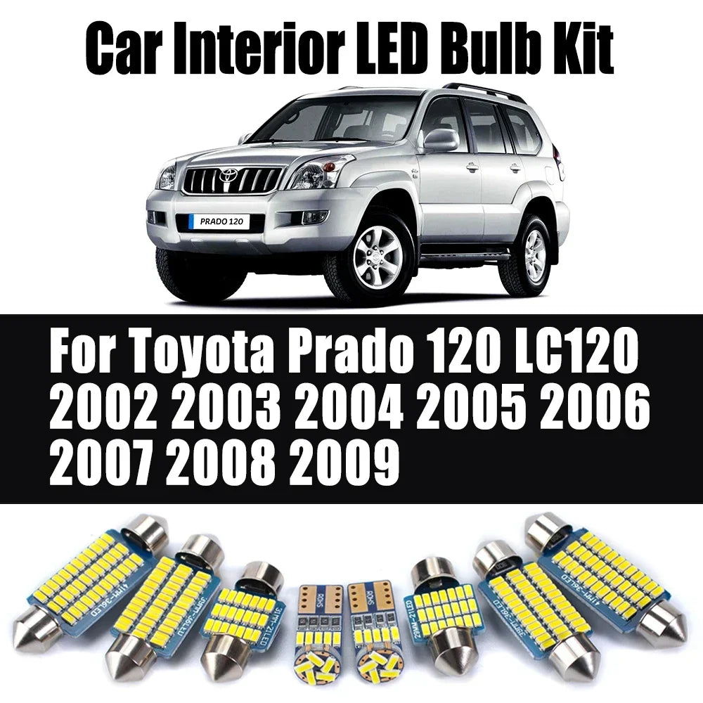 17-Piece LED Interior Light Kit for Toyota Prado 120 LC120 2002- 2004 - Canbus Dome Map Door Trunk Bulbs | AUTOKITSHOP