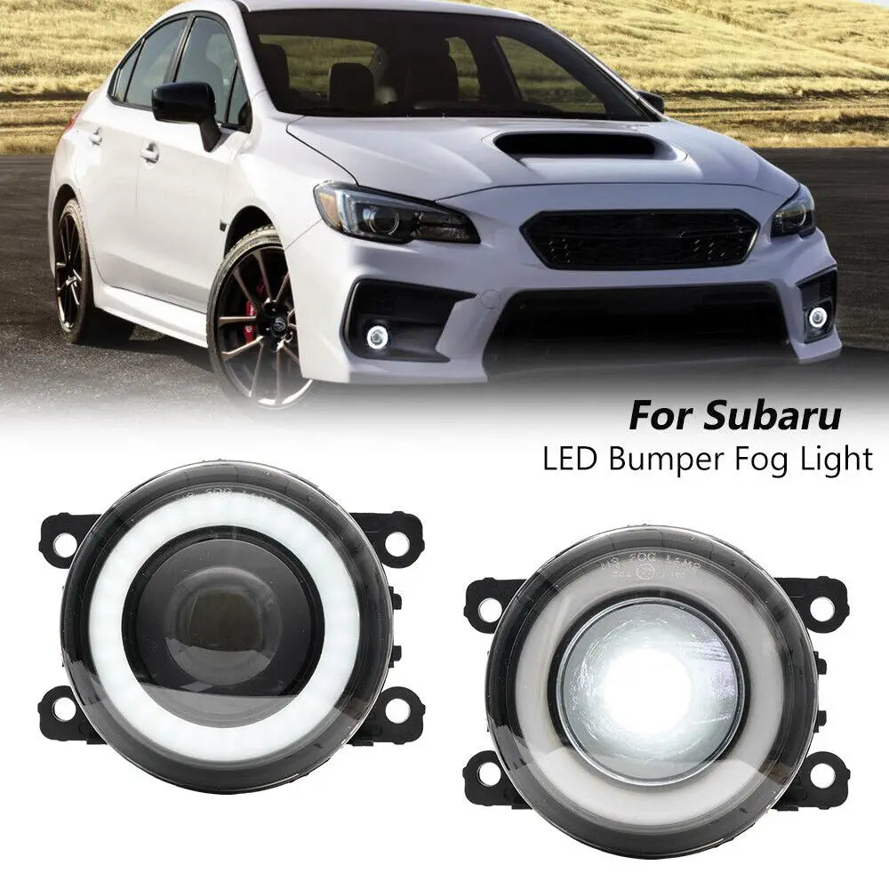 White LED Fog Light w/ Halo Ring DRL 6000K For Subaru BRZ WRX STI Impreza Legacy Outback C