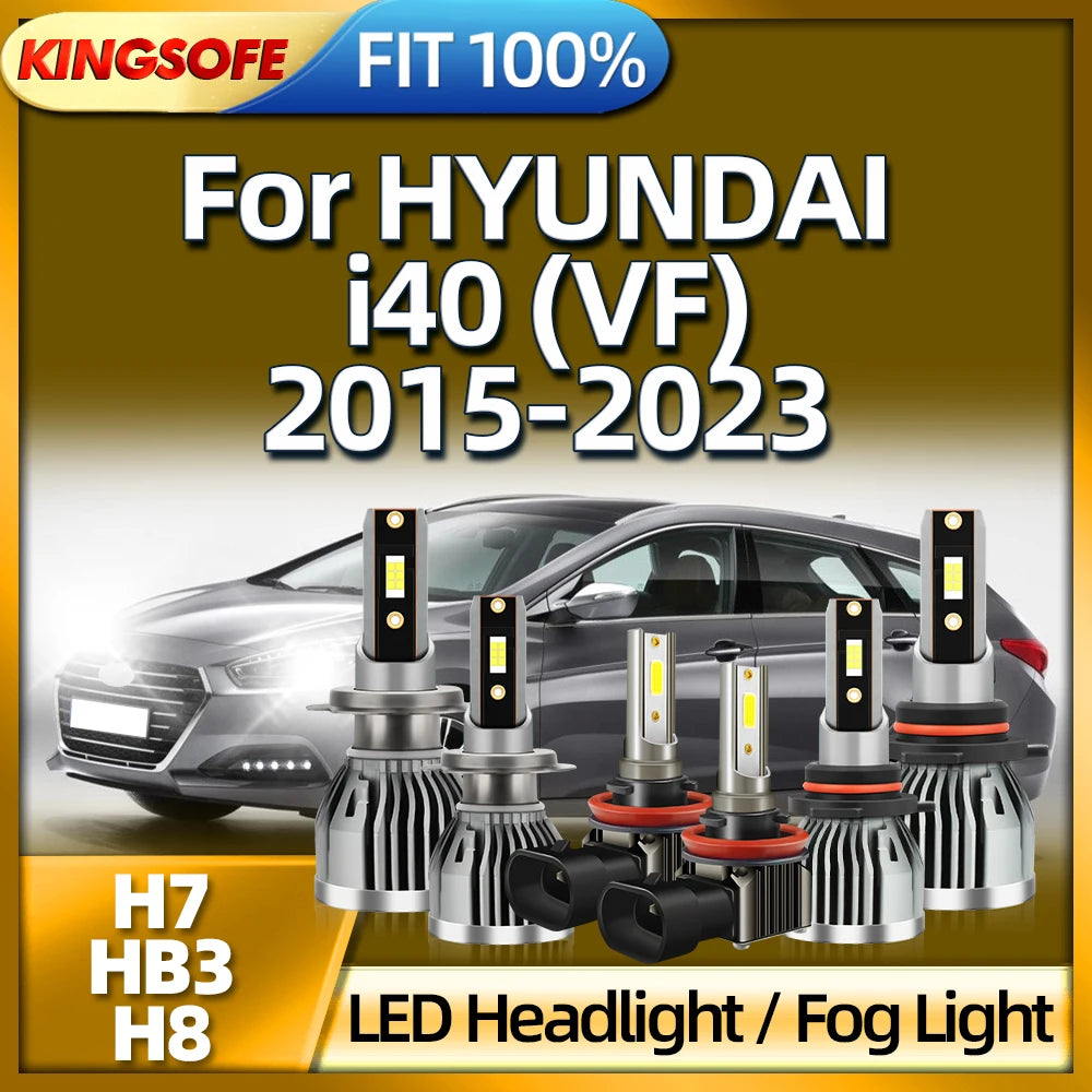 KINGSOFE Car LED Headlight Bulbs 46000LM H7 HB3 H8 Fog Lamp For HYUNDAI i40 VF 2015 2016 2