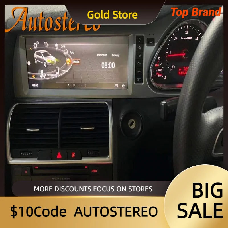 10.25 Auto Stereo RHD For Audi Q7 2005-2015 2G 3G Android 13 Carplay Car GPS Navigation Mu