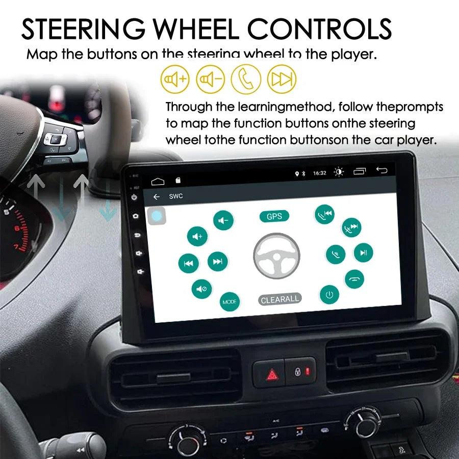 Auto Car Radio Android15 For Toyota Proace Citroen Berlingo Peugeot Partner Opel Combo 202