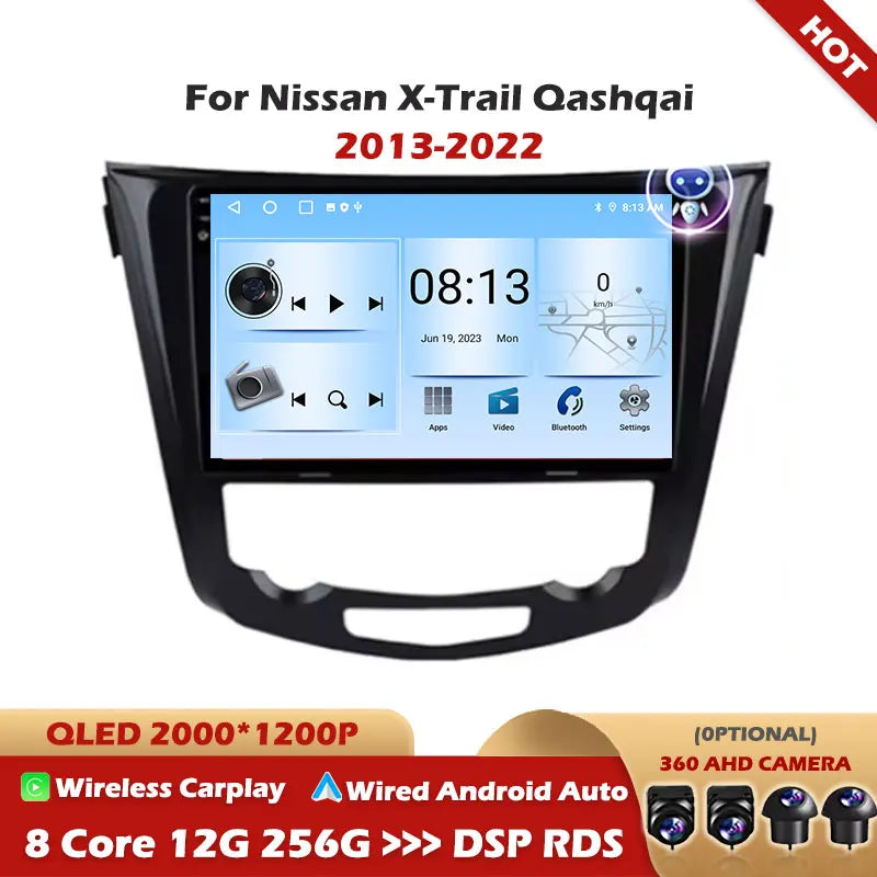 Android 16 Carplay Auto Car Radio Multimedia Player Stereo GPS For Nissan X-Trail Xtrail X