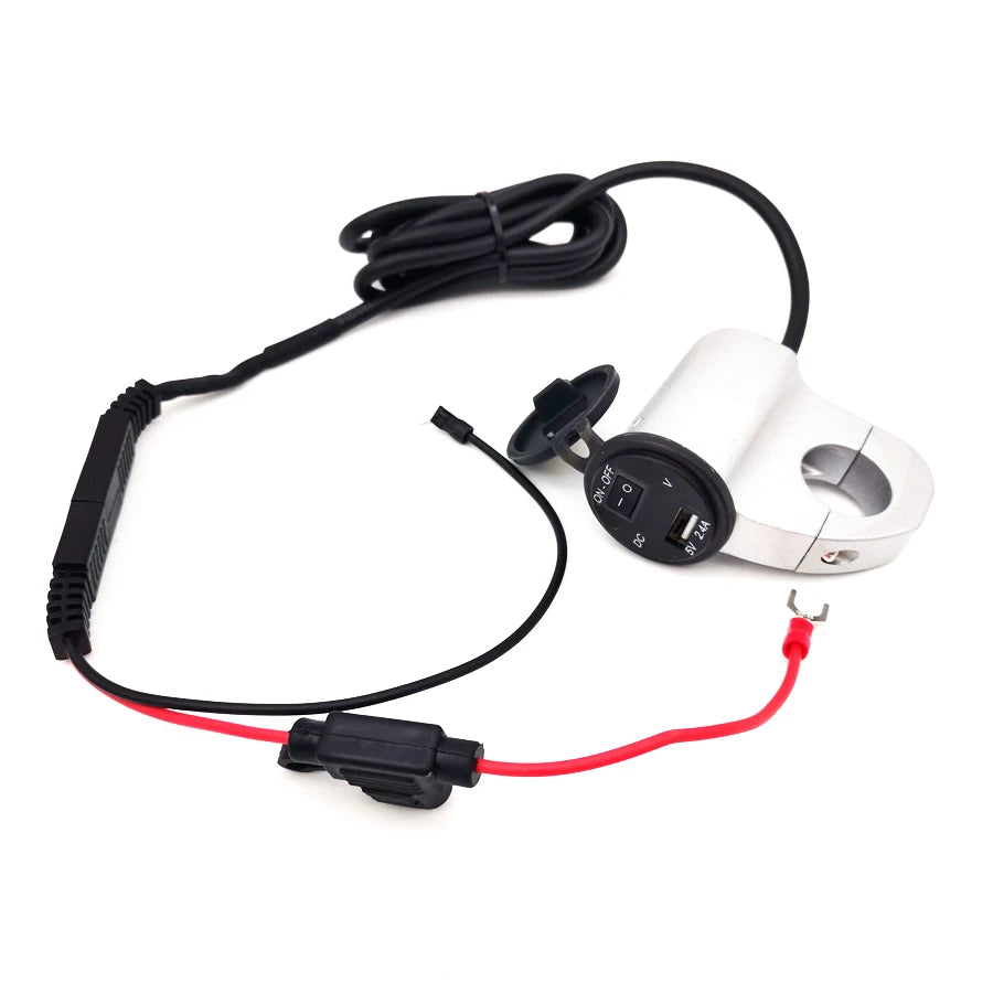12V Waterproof CNC Motorcycle Bikes USB Charger Power Adapter Voltage Meter Red