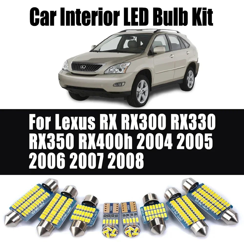 20-Piece LED Interior Light Kit for Lexus RX RX300 RX330 RX350 RX400h 2004-2008 - Canbus Dome Map Door Trunk Bulbs | ...