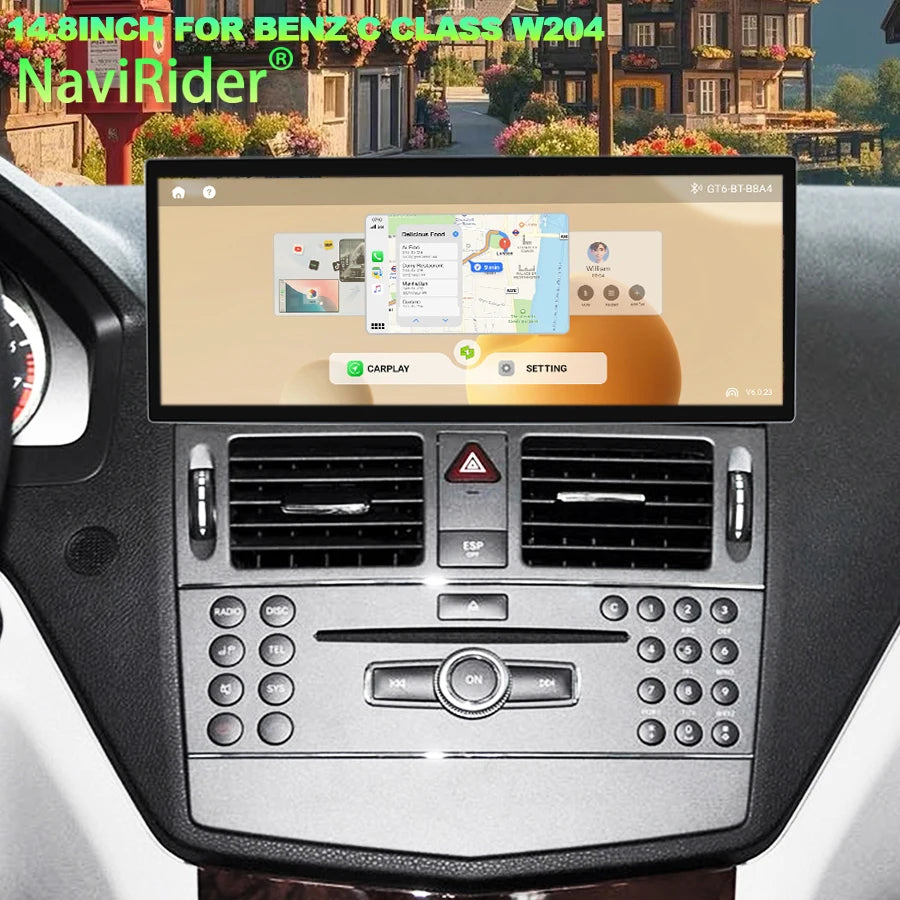 15.8inch Android 15 Car Radio Carplay FOR BENZ C CLASS W204 2008 2009 2010 Auto Stereo Nav
