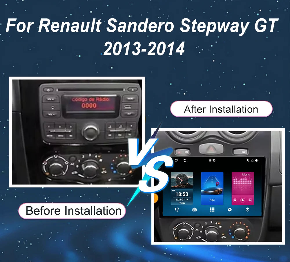 Android 14 Car Radio Stereo For Renault Sandero Stepway GT 2013-2014 Auto Player Multimedi
