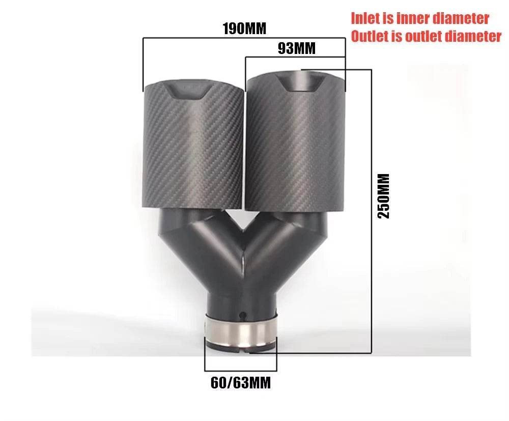 1Piece Quad Exhaust Muffler Tips M Performance Carbon Fiber M Logo Double Tail End Pipes Exhaust - Automotive LED Light