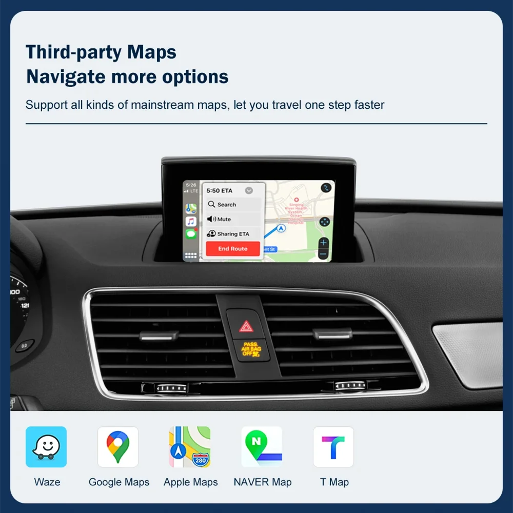CARABC Wireless CarPlay Android Auto With AirPlay Mirror Link Function For Audi A1 Q3 2012