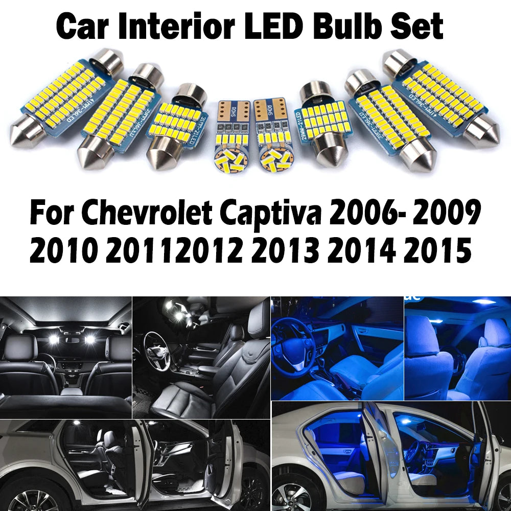 9-Piece LED Interior Light Kit for Chevrolet Chevy Captiva 2006-2012 - Canbus Dome Map Door Trunk Bulbs | AUTOKITSHOP