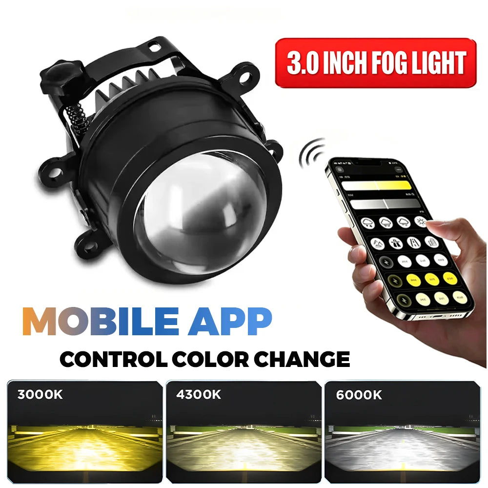 Universal Lens Bluetooth APP Control Color 3000K 4300K 6000K HID LED Projector Lens High+L