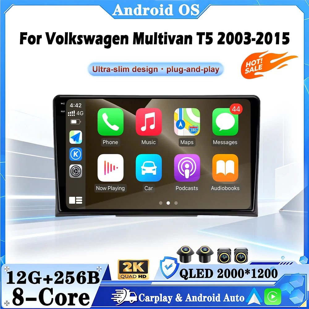 9 Inch Android16 For Volkswagen Multivan T5 2003-2015 Car Radio DSP Stereo Navigation GPS