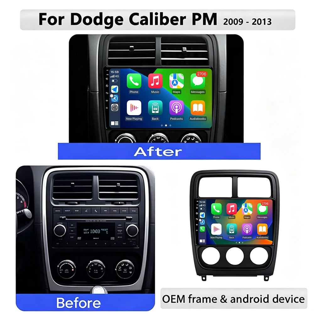 Android Auto Carplay Car Radio For Dodge Caliber PM 2009-2013 4G Multimedia Video Player N
